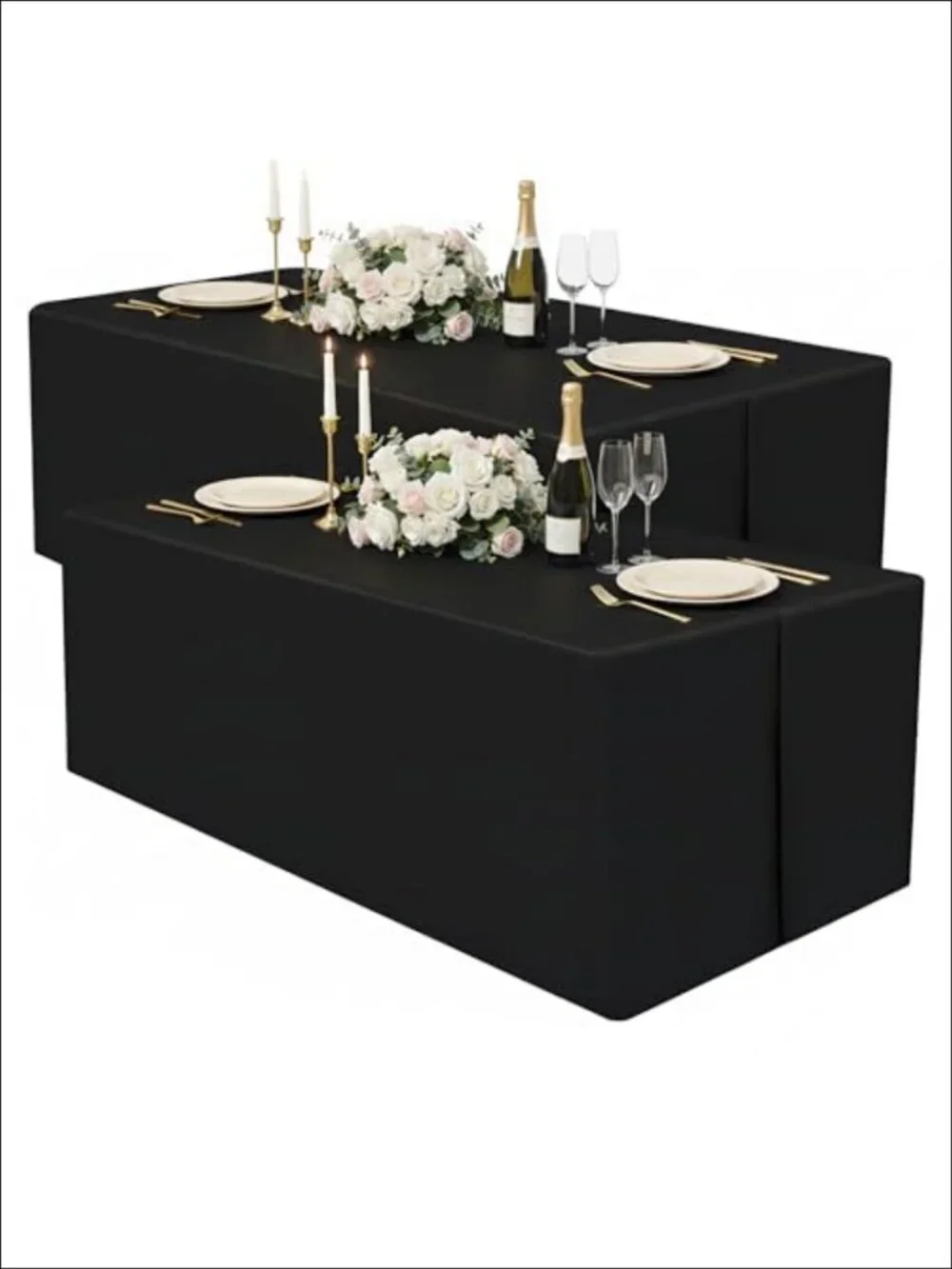 2 Pack Fitted Tablecloth 6ft Washable Polyester Waterproof Table Cover